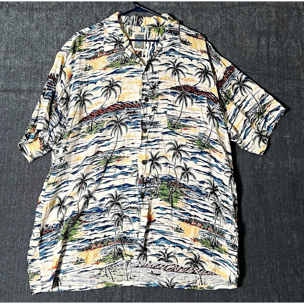 Ocean Current Mens XL Short Sleeve Rayon Scenic Hawaiian Shirt Pockets